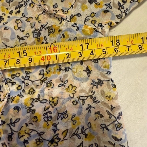 ✨Loft Womens Petites Floral Sheer Ruffled‎ Ling Sleeve Blouse Top, Size XX Small - Picture 9 of 11